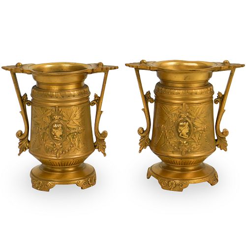 Pair Of Victorian Bronze Vases