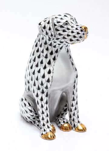 Herend "Dog" Fishnet Porcelain Figure