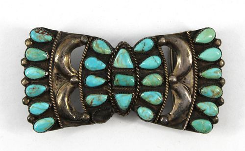 Vintage Native American Silver & Turquoise Buckle