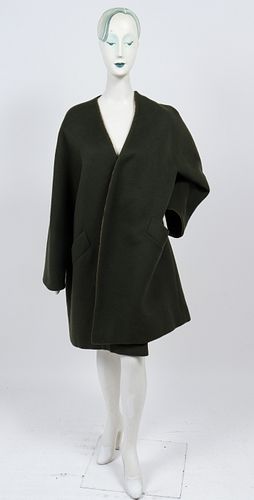 Bill Blass Oversized & Collarless Wool Coat