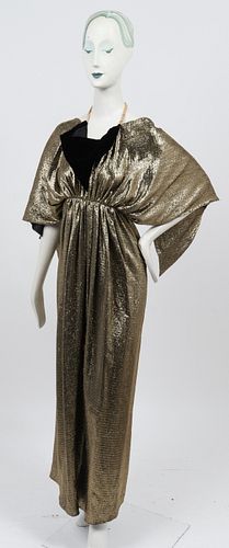 Bill Blass Metallic Silk & Velvet Halter Dress