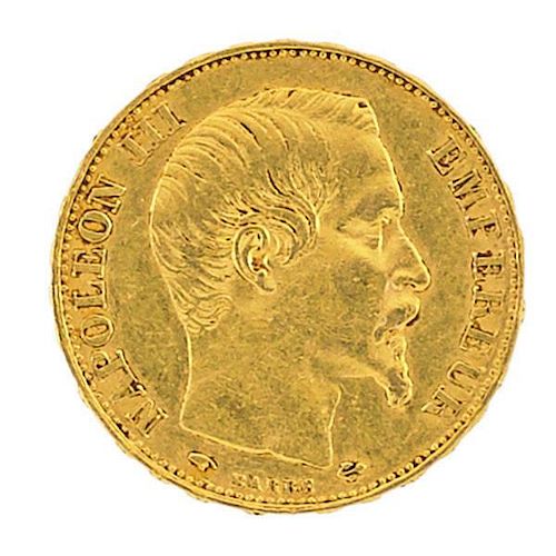 1857 20 FRANC GOLD COIN