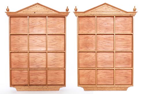 Oak Architectural Open Wall Display Units, Pair