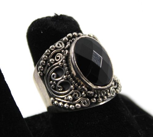 Tribal Silver and Onyx Ring