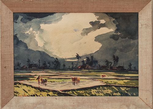 G.D Thyaga Raj "Incoming Storm" watercolor