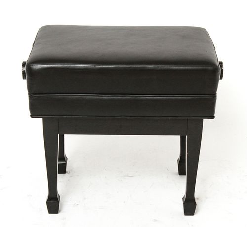 Adjustable Piano Bench with Black Leather Seat