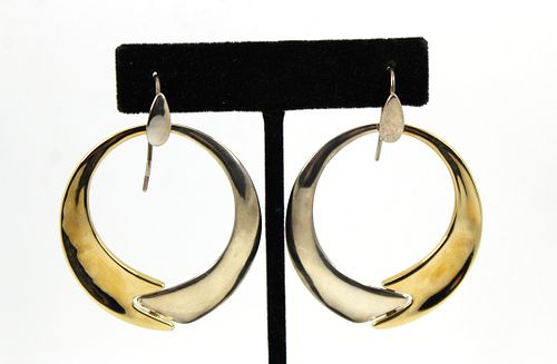 Robert Lee Morris Designer Silver & Brass Earrings