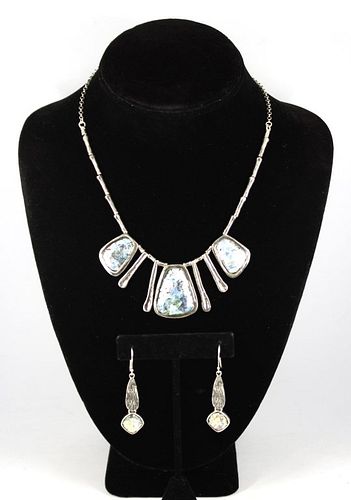 Paz Designer Silver & Ancient Glass Jewelry Set