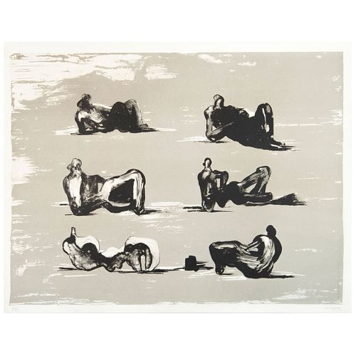 HENRY MOORE. Six Reclining Figures, 1974- 1975 Firmada Litografía 6 / 99. 37 x 50 cm