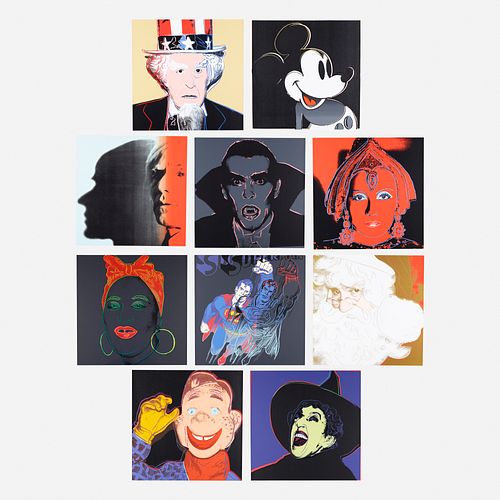 After Andy Warhol, Superman, The Witch, Santa Claus, Mickey Mouse, Mammy, Howdy Doody, Dracula, The Shadow, The Star and Uncle Sam (ten works)