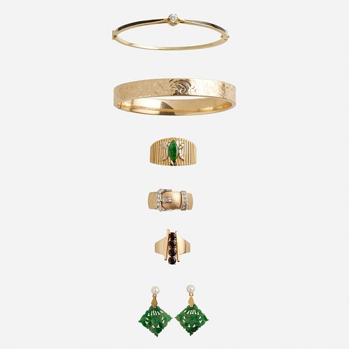 Group of gold and gem-set jewelry