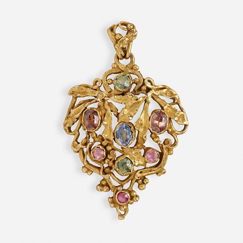 Multi-colored sapphire pendant necklace