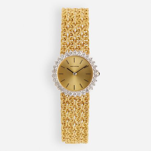 Movado, Diamond and gold wristwatch
