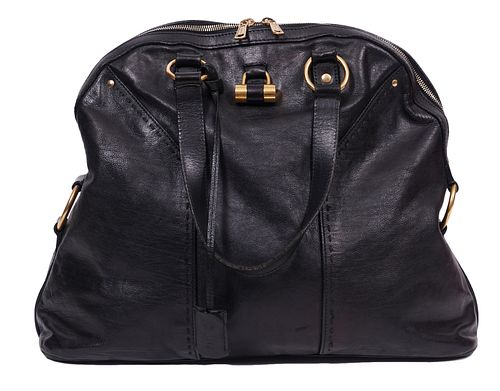 Yves Saint Laurent Black Leather Jumbo Muse Bag