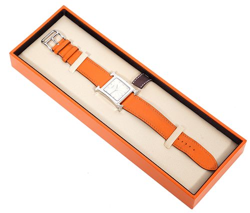 Hermes Heure H Leather Band Watch