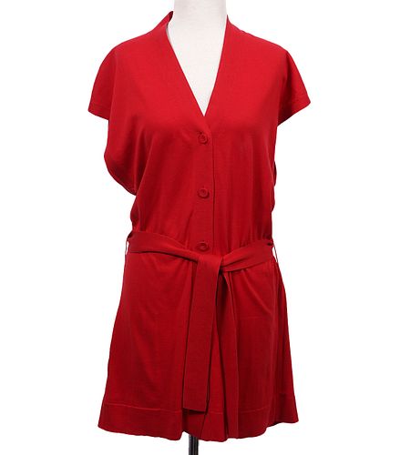 Hermes Red Cotton Knit Tunic Top Size 36
