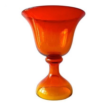 1960s Blenko Tangerine Mid-Century Modern Footed Chalice Bowl or Vase