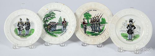 Four Staffordshire ABC plates