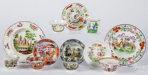 Staffordshire Salopian cup and saucer, etc.