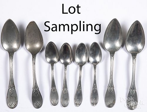 Large collection of pewter spoons