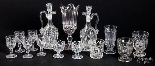 Large group of colorless glass stemware, etc.