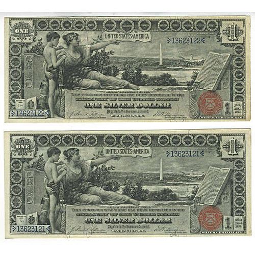 Two Fr. 224 $1 1896 Silver Certificates