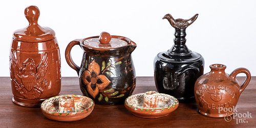 Seven pieces of contemporary redware