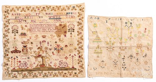 Four silk on linen samplers, 19th c.