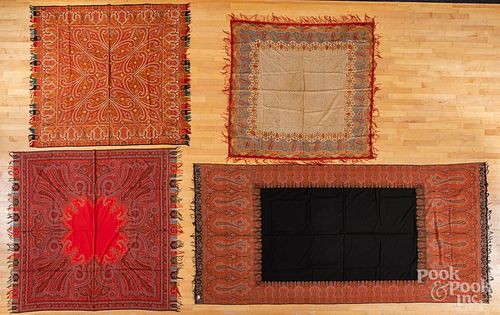 Four Indian paisley shawls