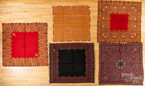 Five Indian paisley shawls