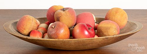 Wood bowl with felt and wood apples