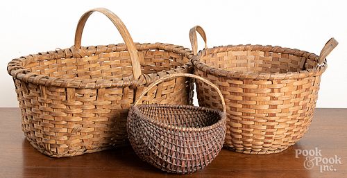 Three split oak baskets