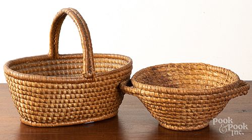 Two Pennsylvania rye straw baskets
