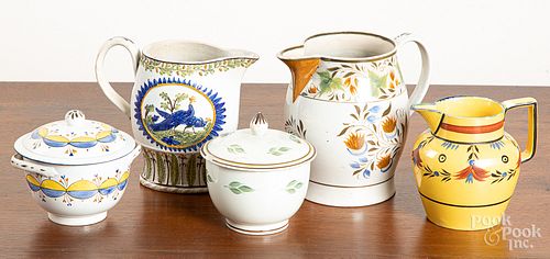 Five pieces of pearlware