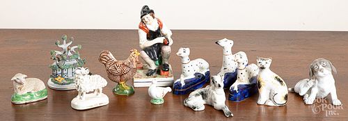 Staffordshire and porcelain animals and figures