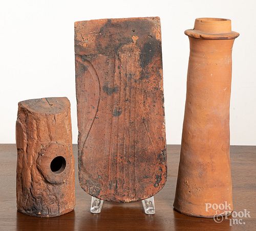Oley Valley redware roof tile, etc.