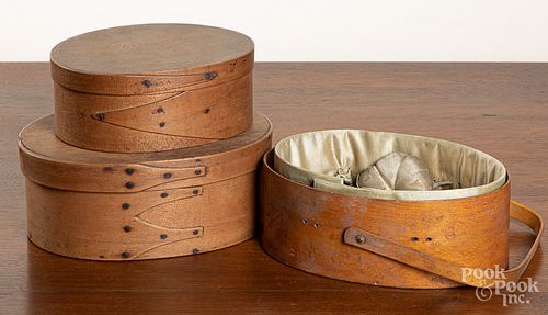 Two Shaker bentwood boxes, etc.