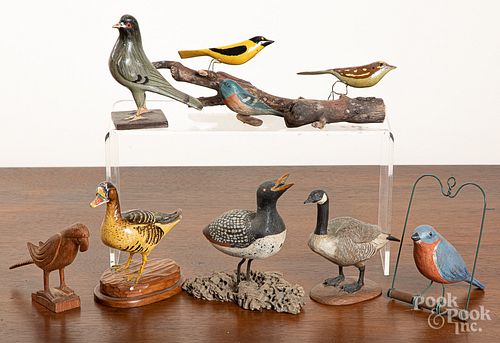 Group of carved birds, tallest - 5 1/4".