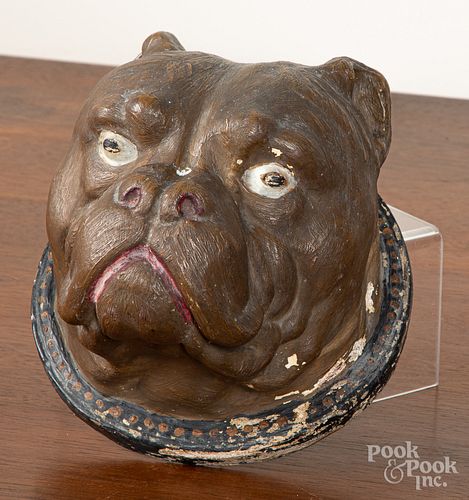Chalkware bulldog head plaque