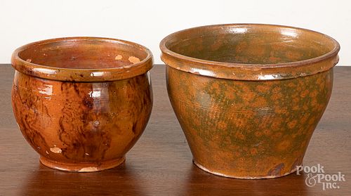 Two Pennsylvania redware crocks, 19th c.