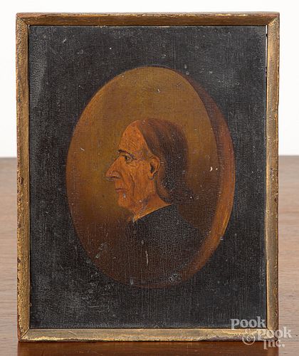 Oil on panel profile portrait of a gentleman