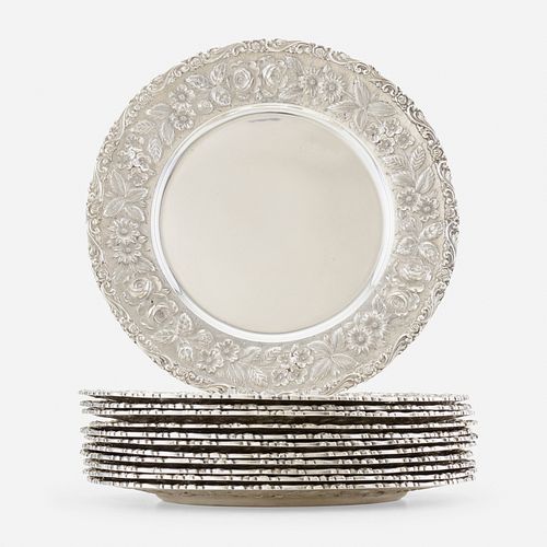 Schofield Co., Baltimore Rose dinner plates model 1628, set of twelve