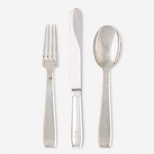 Tétard Frères and Christofle, Art Deco flatware service with fitted canteen