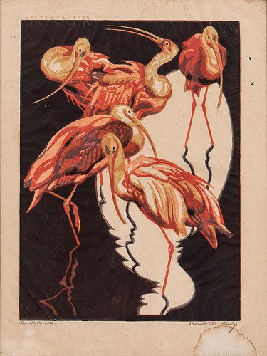Norbertine Bresslern-Roth (Austrian, 1891-1978)      Ibisse   (Scarlet Ibis)