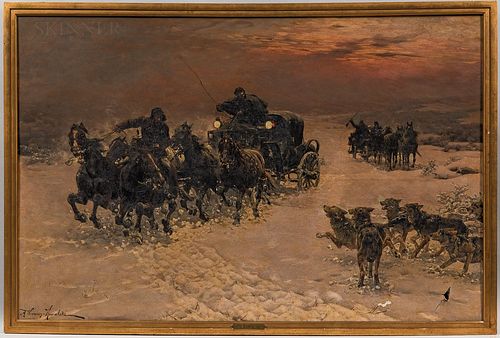 Alfred von Wierusz-Kowalski (Polish, 1849-1915)      The Daring Escape/A Coaching Scene