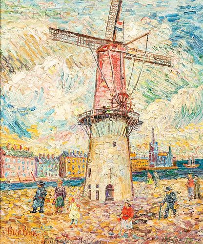 David Davidovich Burliuk (Ukrainian/American, 1882-1967)      Windmill at Rotterdam