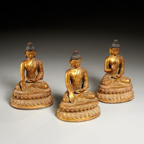 Group (3) Sino-Tibetan bronze Buddha Sakyamuni