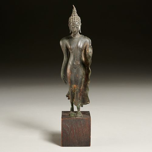 Good Thai bronze walking Buddha