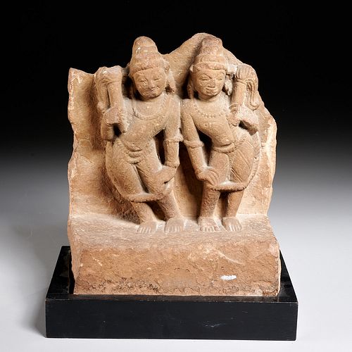 Rajastan stone figure of two Yakshi, ex-Komor