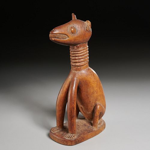 Kongo Peoples, rare carved wood dog, ex-Komor